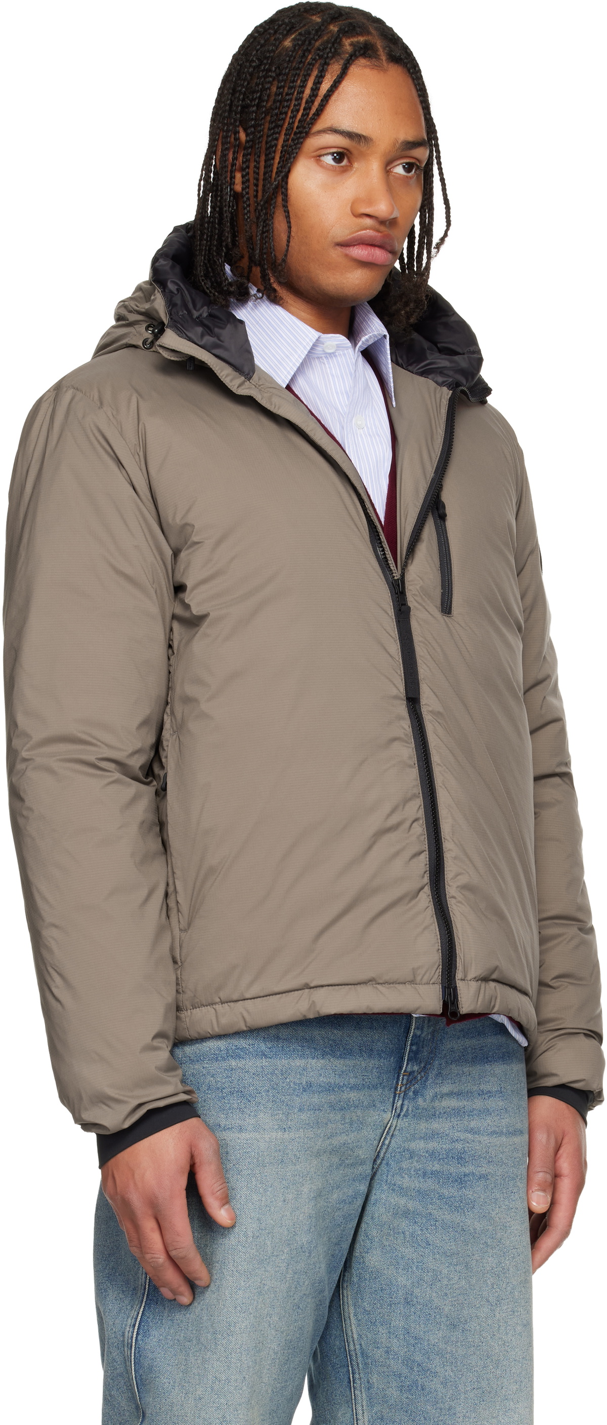 Canada Goose Taupe 'Black Label' Lodge Hooded Down Jacket