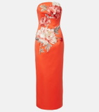 Leo Lin Ava floral-appliqué satin corset gown