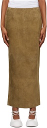 Marni Brown Slit Leather Maxi Skirt