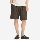 Universal Works Men's Japanese Seersucker Pleated Track Shorts in Navy