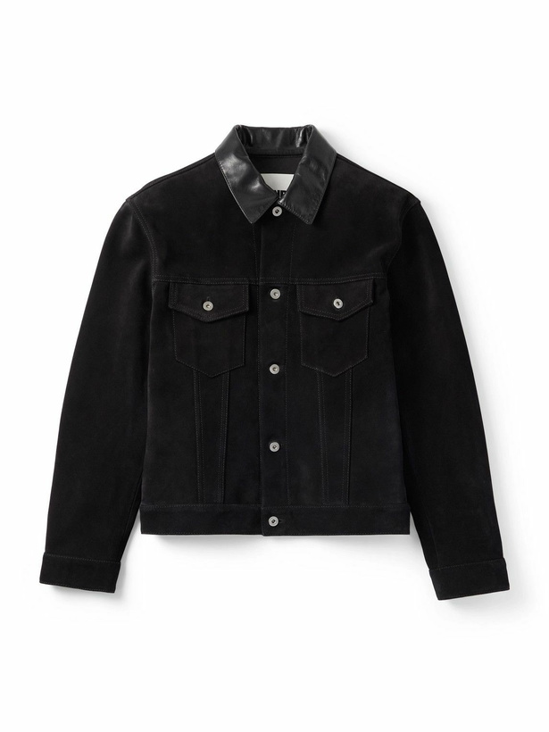 Photo: Jil Sander - Leather-Trimmed Suede Trucker Jacket - Black