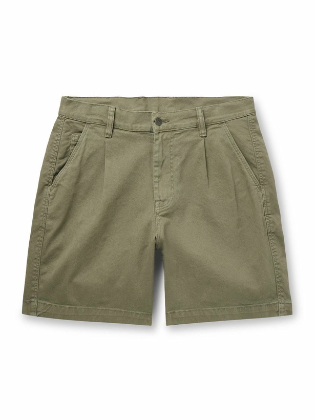 Photo: Corridor - Straight-Leg Pleated Garment-Dyed Cotton-Blend Twill Shorts - Green