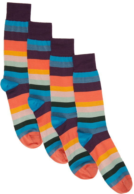 Photo: Paul Smith Four-Pack Multicolor Artist Stripe Socks