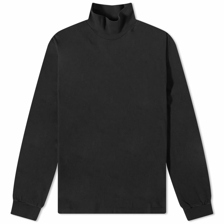 Photo: Auralee Men's Long Sleeve Mock Neck T-Shirt in Black