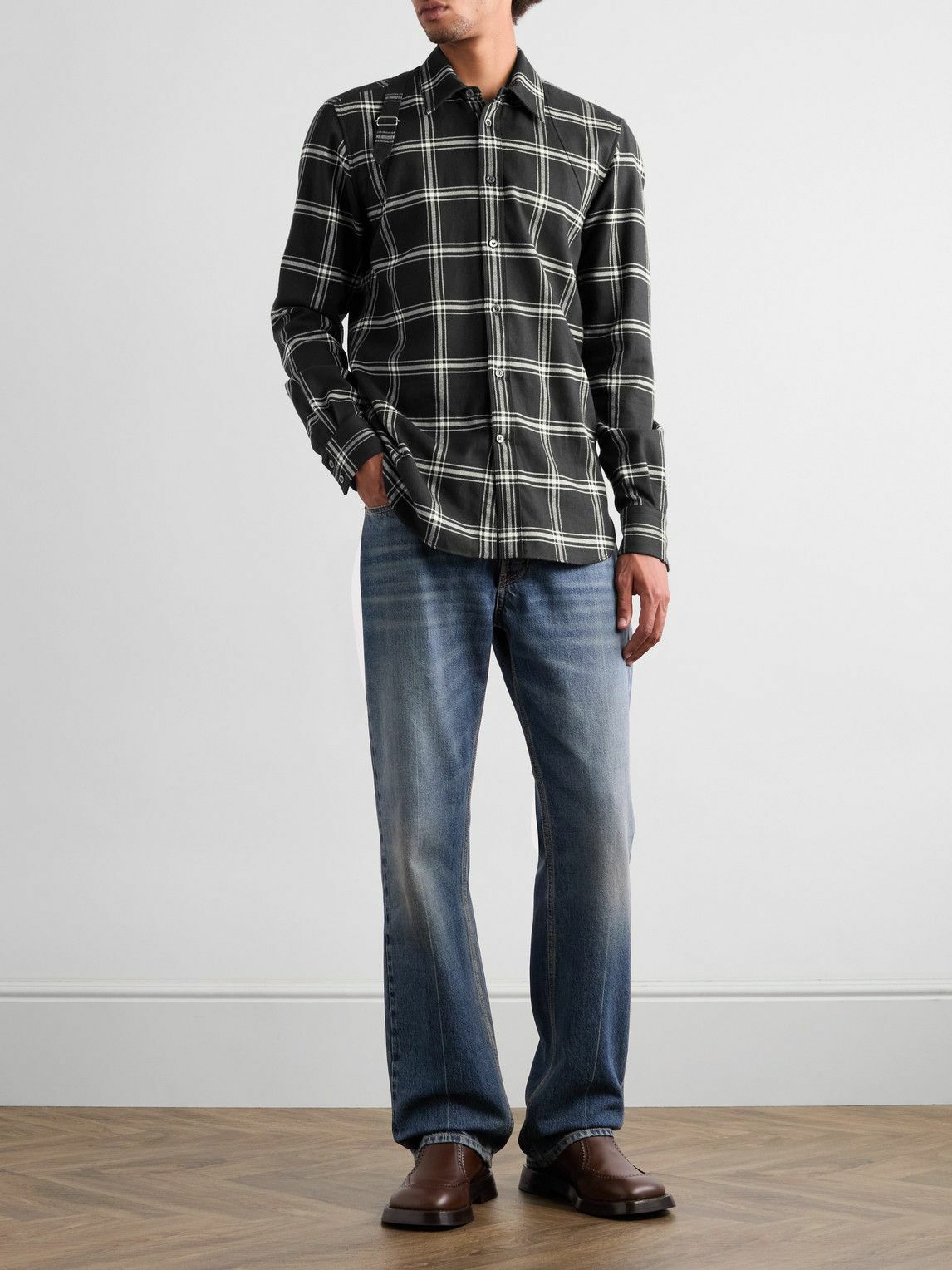 Alexander McQueen - Harness-Detailed Checked Cotton-Flannel Shirt