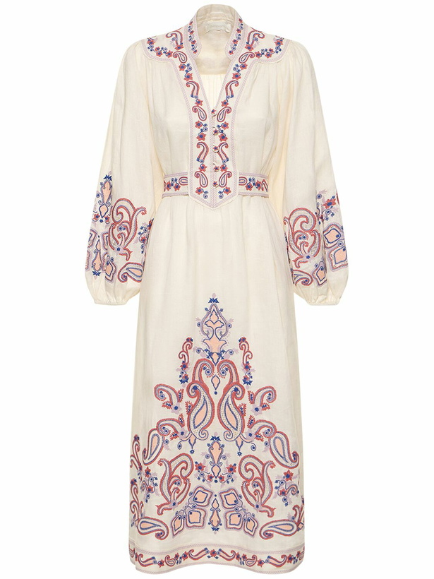 Photo: ZIMMERMANN - Devi Embroidered Linen Midi Dress