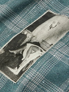 Enfants Riches Déprimés - Button-Down Collar Frayed Appliquéd Printed Wool and Silk-Blend Flannel Shirt - Blue
