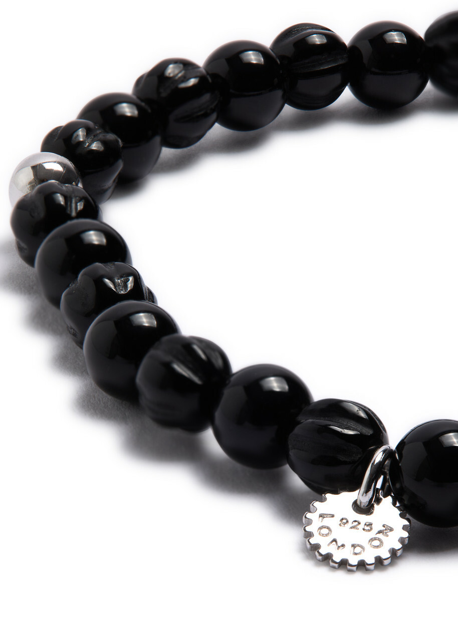 Tateossian Black Agate Beaded Bracelet