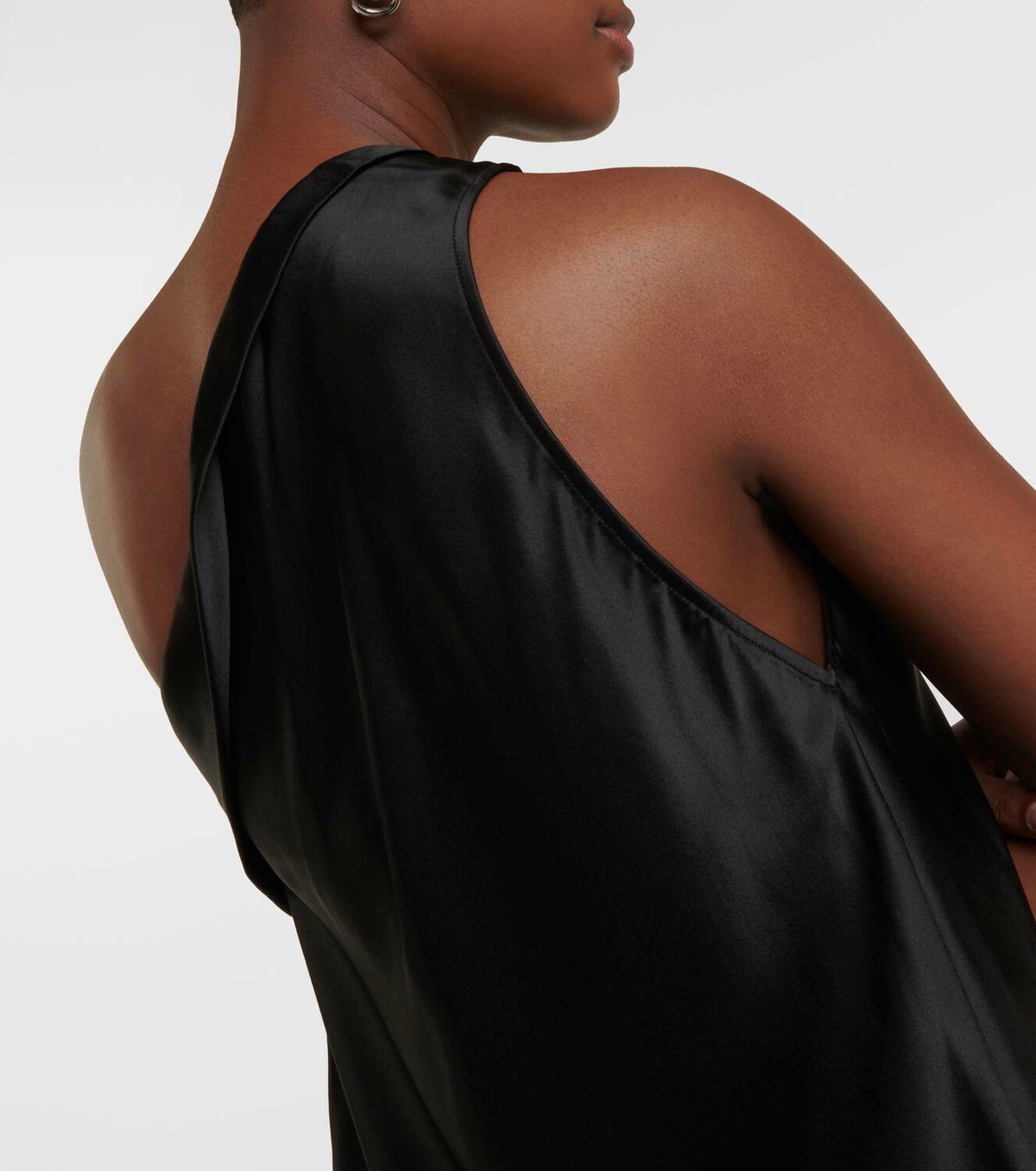 The Sei Draped one-shoulder silk satin top