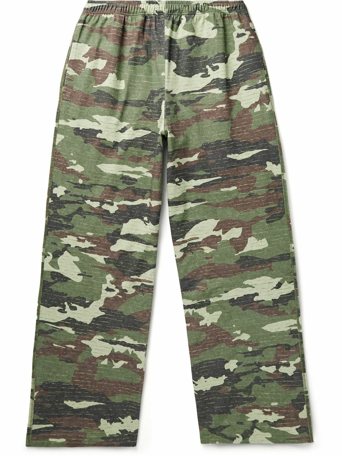 Photo: Acne Studios - Camouflage-Print Organic Cotton-Jersey Wide-Leg Trousers - Green