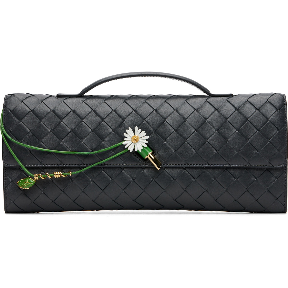 Bottega Veneta Navy Daisy Closure Andiamo Clutch