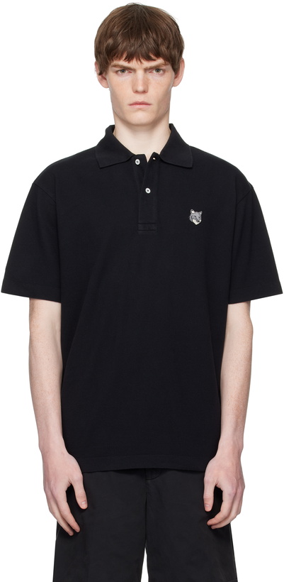 Photo: Maison Kitsuné Black Bold Fox Head Patch Comfort Polo