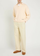 Picante Shaggy Logo-embroidered Cotton-blend Polo Jumper Ivory