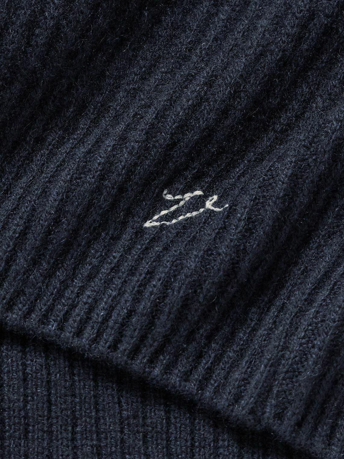 Valstar - Logo-Embroidered Ribbed Cashmere Rollneck Sweater - Blue ...
