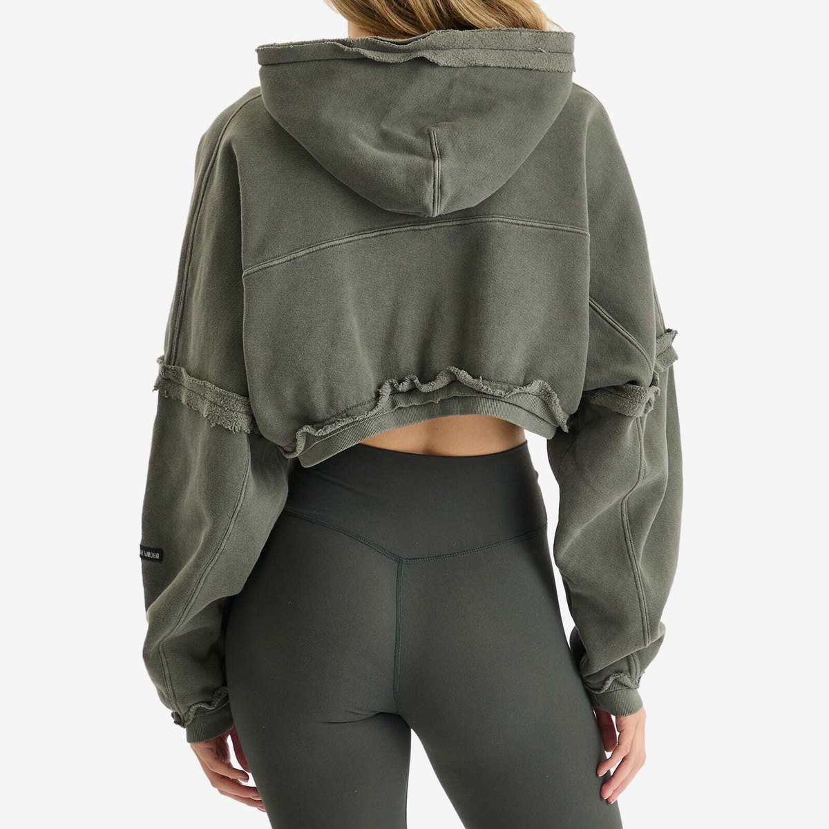 Joah Brown Women's Deconstructed Crop Zip Hoodie in Washed Sage