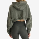 Joah Brown Women's Deconstructed Crop Zip Hoodie in Washed Sage
