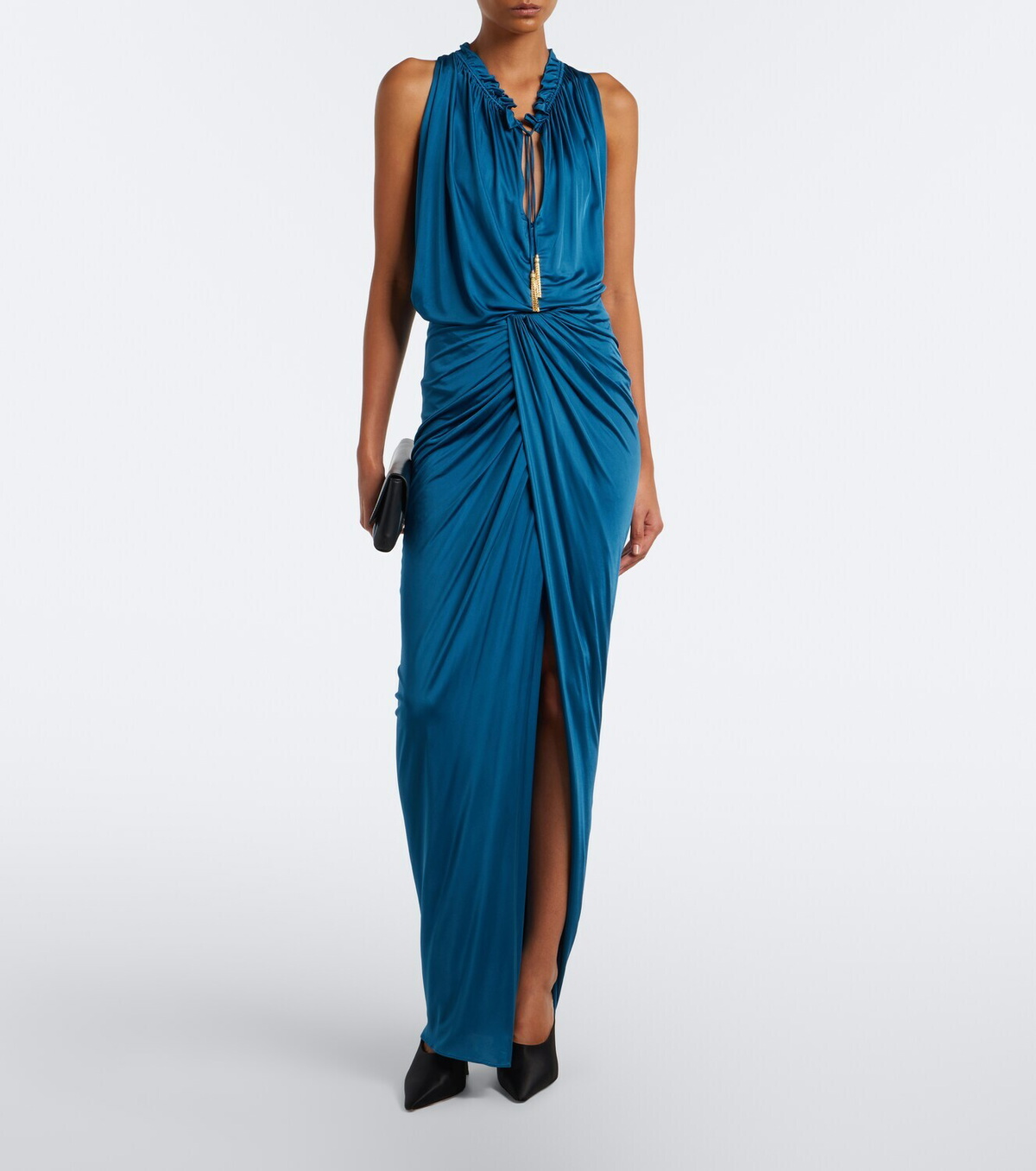 Balmain Draped satin maxi skirt