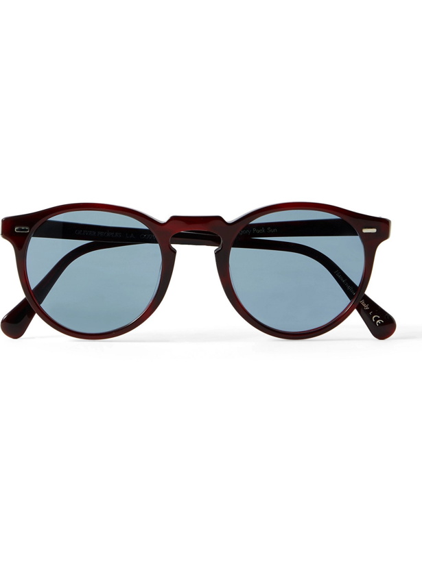 Photo: OLIVER PEOPLES - Gregory Peck Round-Frame Acetate Sunglasses - Burgundy