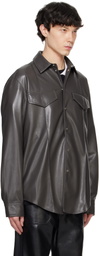 Nanushka Green Olavi Vegan Leather Shirt