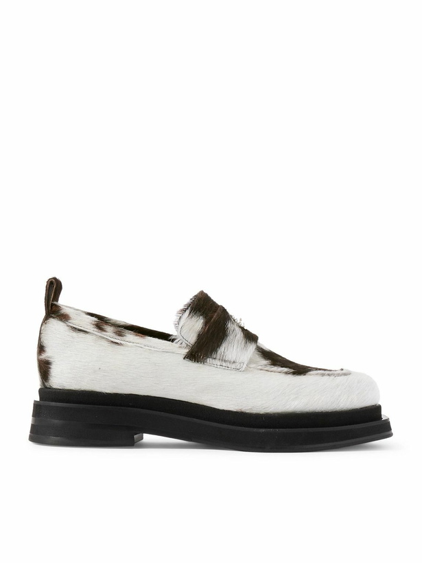 Photo: Simone Rocha - Faux Pearl-Embellished Calf Hair Loafers - White