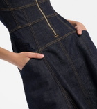 Self-Portrait Broderie anglaise denim midi dress