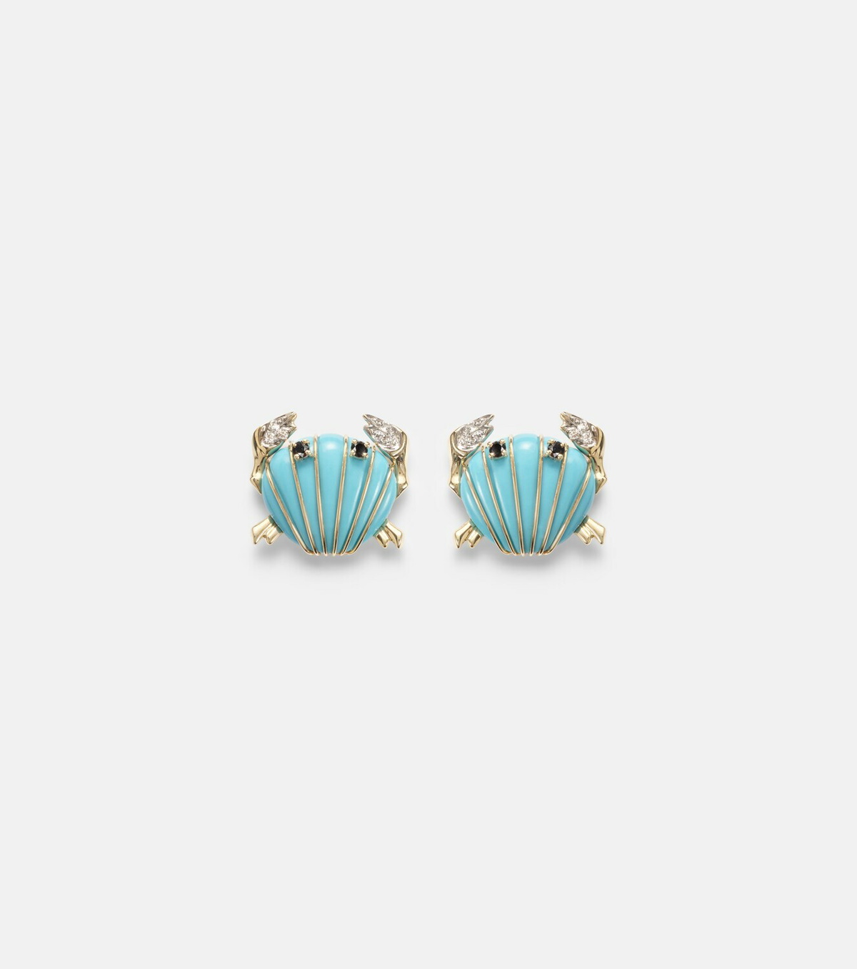 Yvonne Léon Crabe Coquillage 9kt gold earrings with gemstones