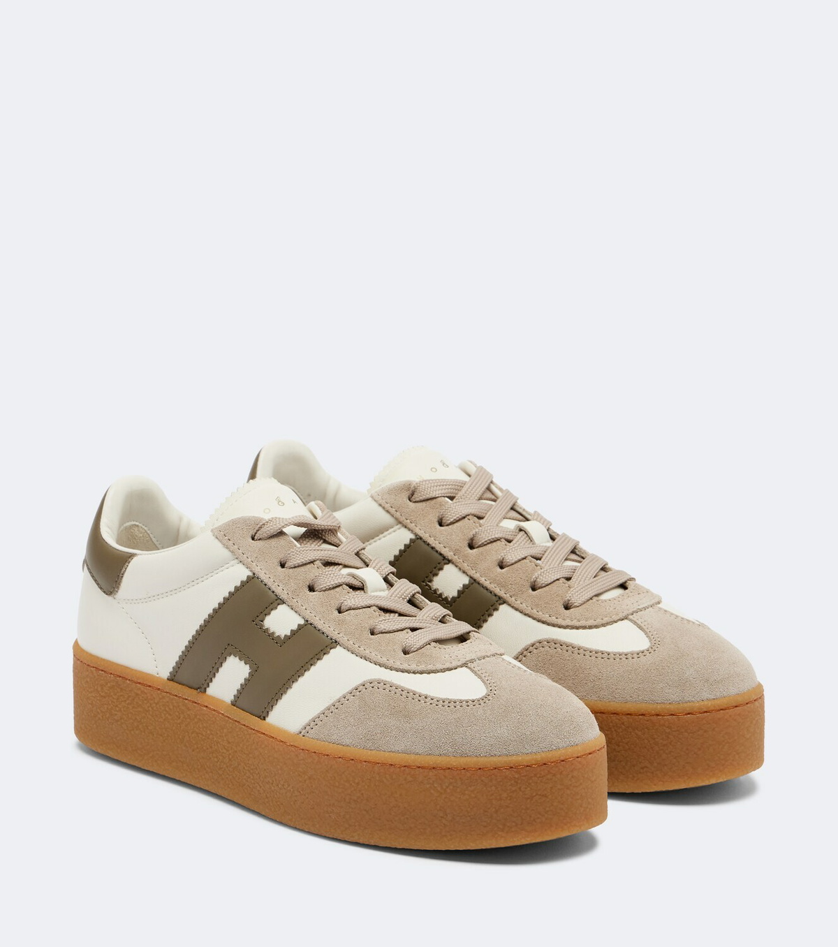 Hogan Cool suede-trimmed leather platform sneakers