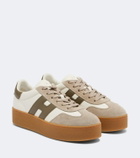 Hogan Cool suede-trimmed leather platform sneakers