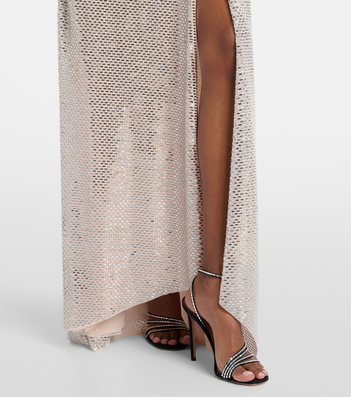 Self-Portrait Draped rhinestone-embellished maxi dress