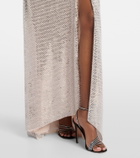 Self-Portrait Draped rhinestone-embellished maxi dress