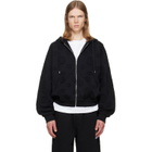 Casablanca Black Applique Monogram Zip‑Up Hoodie
