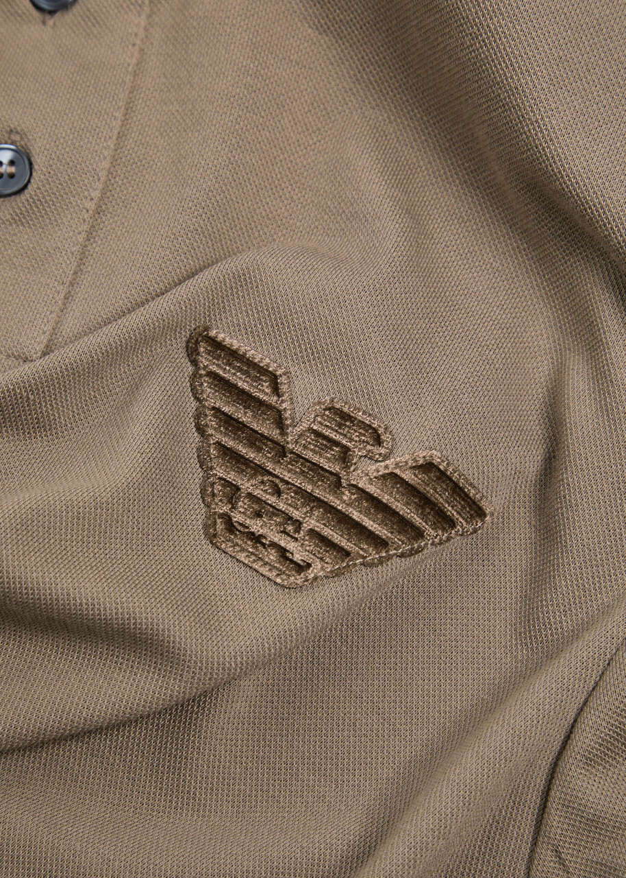 Emporio Armani Logo Piqué Cotton Polo Shirt Camel