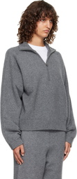 Loulou de Saison Gray Dries Cashmere Zipped Sweater