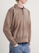 A.PRESSE - Half-Zip Cotton-Jersey Sweatshirt - Brown