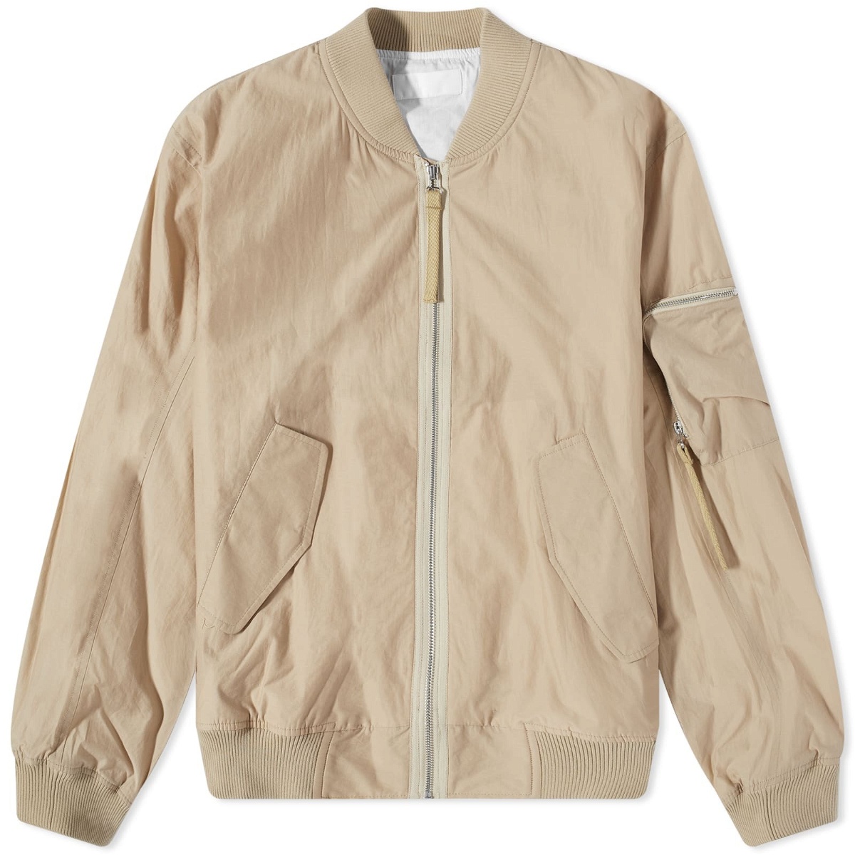 Helmut Lang Men's Sheer Nylon Logo Bomber Jacket in Uniform Khaki ...