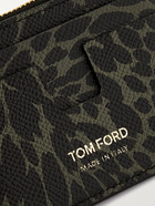 TOM FORD - Leopard-Print Full-Grain Leather Cardholder with Lanyard