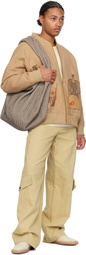 Glass Cypress Beige Canvas 'Woman' Bomber Jacket