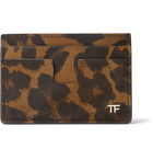 TOM FORD - Leopard-Print Nubuck Cardholder - Men - Green