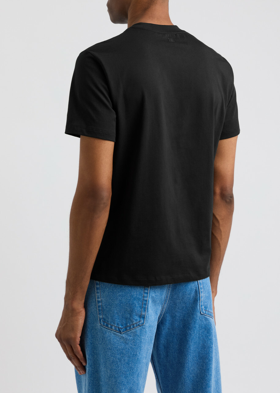 Ami Paris Logo-embroidered Cotton T-shirt Black