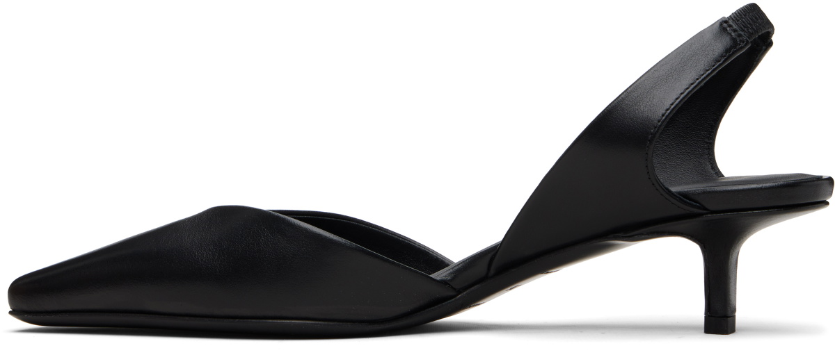Loulou de Saison Black Betsy Calf Leather Slingback Heels