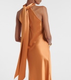 Galvan Sienna halterneck satin midi dress