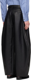 sacai Black Belted Faux-Leather Trousers