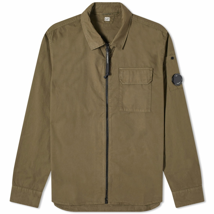 Photo: C.P. Company Men's Gabardine Zipped Shirt in Ivy Green