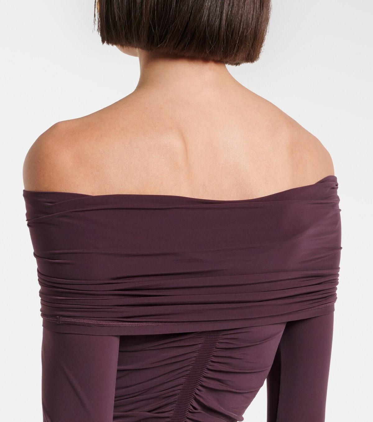 Wolford Ruched semi-sheer off-shoulder top