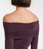 Wolford Ruched semi-sheer off-shoulder top