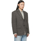 MM6 Maison Margiela Brown Wool Tweed Blazer