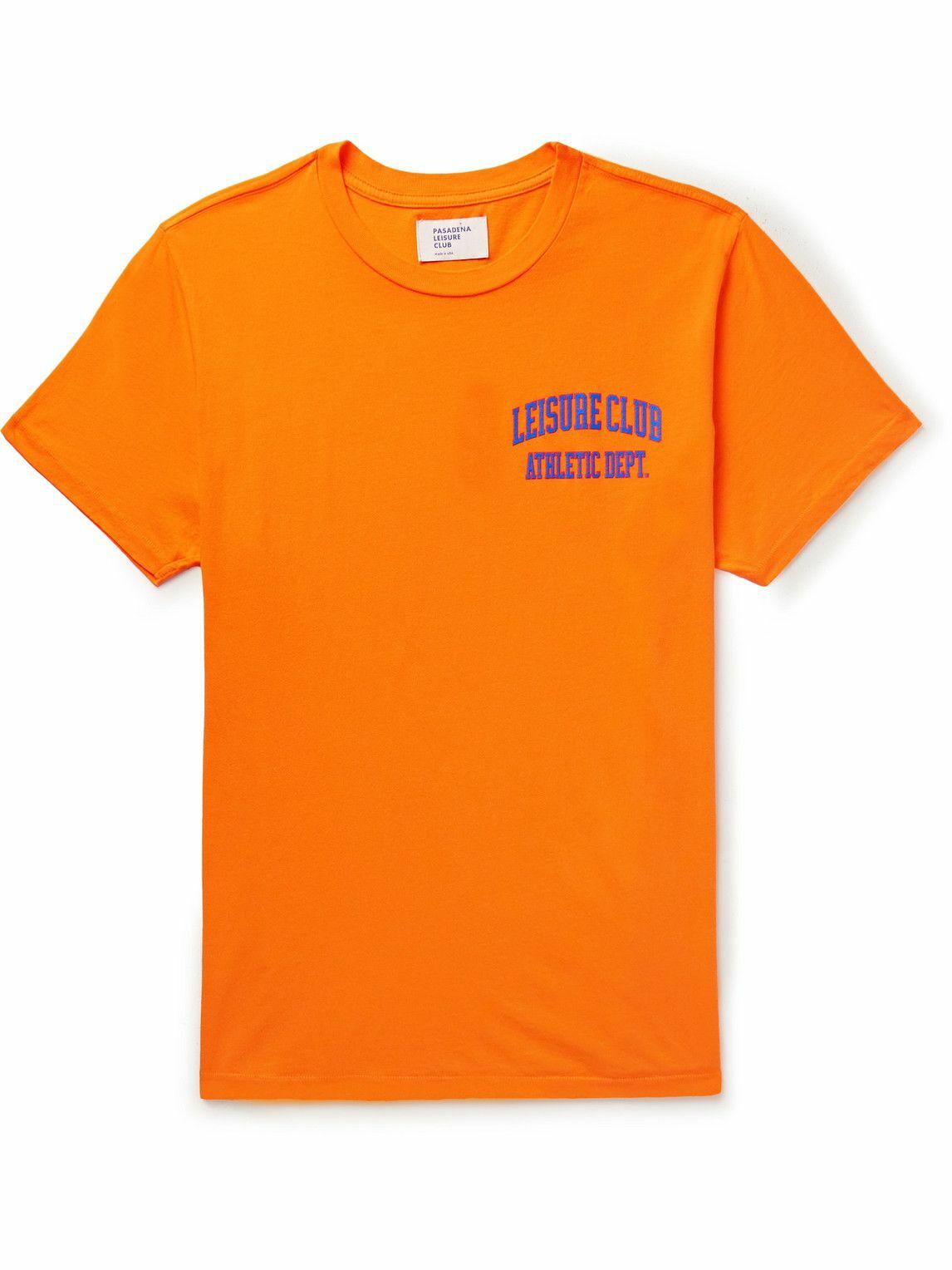 Photo: Pasadena Leisure Club - Athletic Dept. Logo-Print Garment-Dyed Cotton-Jersey T-Shirt - Orange