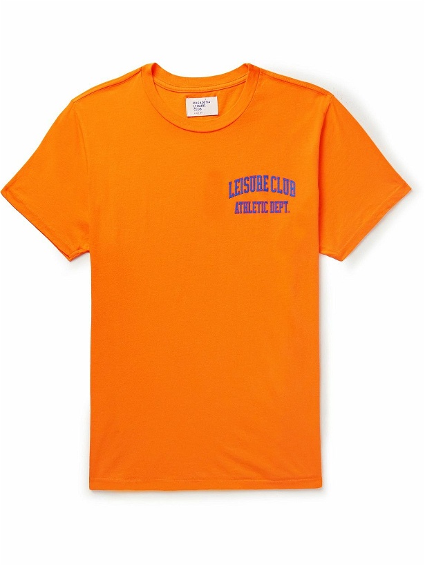 Photo: Pasadena Leisure Club - Athletic Dept. Logo-Print Garment-Dyed Cotton-Jersey T-Shirt - Orange