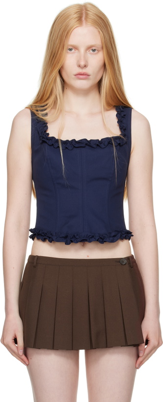 Photo: Sandy Liang Navy Piper Corset Top