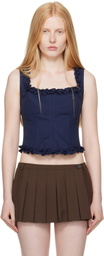 Sandy Liang Navy Piper Corset Top
